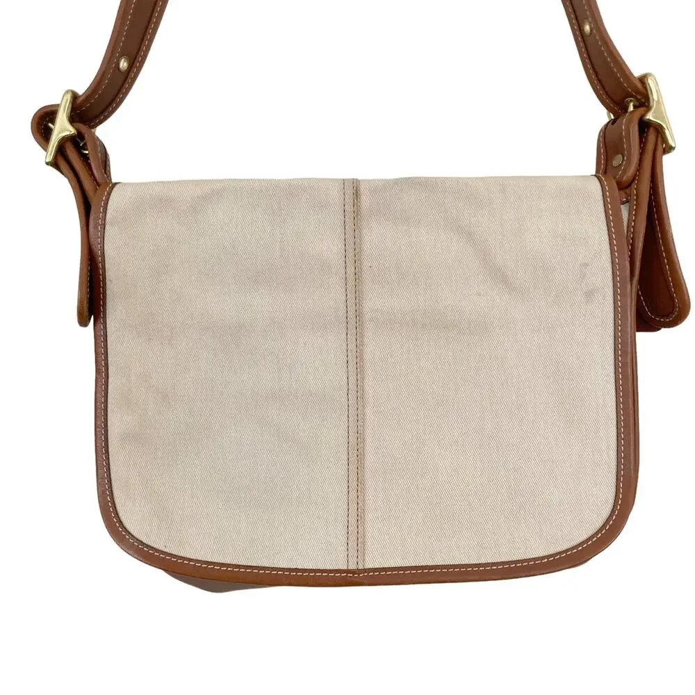 Coach Canvas Leather Cream Brown Bag